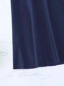 SHEIN Swim 大尺碼女款高腰純色休閒度假裙 - 藏蓝色 - 查看 4