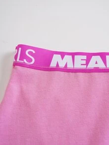 Mean Girls | SHEIN طقم نسائي من توب كاميسول بطبعة حروف وبنطلون ساق مستقيمة - وردي - مشاهدة 6
