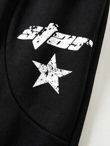 SHEIN 青少年男孩灰色Y2K運動長褲，夏季街頭風海灘開學季印花直筒寬鬆舒適日常休閒冬季長褲 - 彩色 - 查看 5