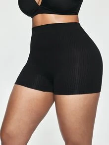 SHAPORA Women's Best-Selling Fashionable Comfortable Minimalist Solid Color High-Value High-Quality Seamless Plus Size Panties 2pcs/Pack - Black - View 5