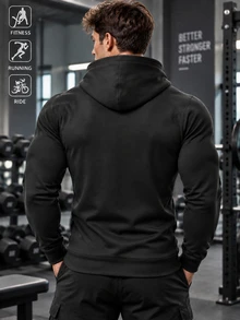Acti Log Men's Long Sleeve Pocket Print Comfortable Sports Casual Sweatshirt - Black - View 2