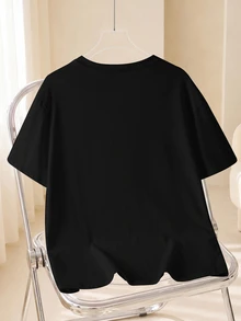 TOM & JERRY X SHEIN Plus Size Cartoon Print Short Sleeve Crew Neck T-Shirt - White - View 2