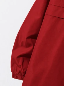 SHEIN 青少年男孩半拉鍊連帽外套與慢跑長褲 2 件套裝，休閒運動風，適合秋冬 - 紅色 - 查看 4