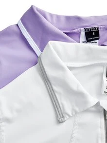 SHEIN Velisys قميص بولو رياضي نسائي بلون موحد بسحاب 1/4 وأكمام طويلة ضيق - متعدد الألوان - مشاهدة 10