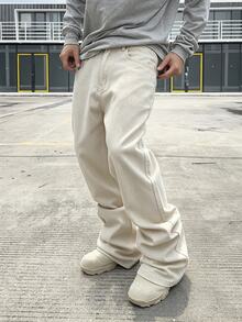 RivetRise Men's Casual Versatile Straight Leg Flare Denim Jeans With Pockets - Apricot - View 4