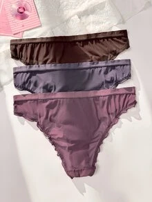 PetitDoll 3pcs Cute Sweet Mesh Frill Trim Triangle Panties - Multicolor - View 2
