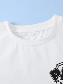 SHEIN | PAW Patrol 小男孩卡通印花休閒日常短袖T恤 - 白色 - 查看 3