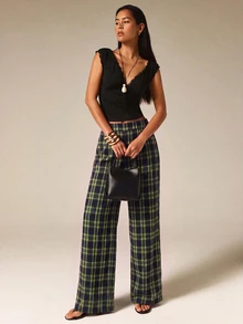 COSMINA Women's Plaid Casual Daily Wear Long Pants - Multicolor - View 4