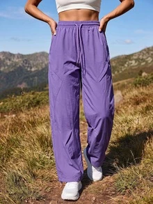 Exploreva Women's Solid Color Casual Versatile Daily Outdoor Long Pants - Purple - View 6
