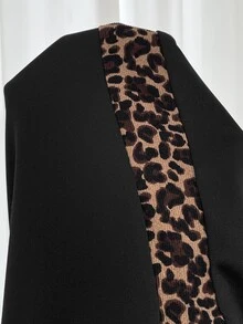 SHEIN Maternity Leopard Print Colorblock Adjustable Waist Casual Everyday Sweatpants - Grey - View 6