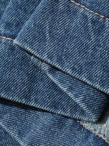 DAZY Women's Small Stand Collar Washed Button-Down Denim Jacket And Coat - Medium Wash - View 7