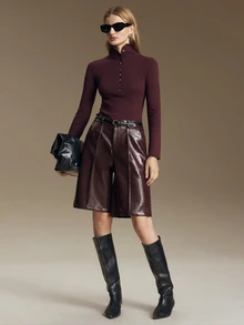 Ontre Women's Beach Holiday Country Style Country Concert 2026SS Autumn/Winter New Simple Elegant Old Money Style - Burgundy - View 2