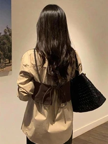 DAZY 素色修身短版細肩帶背心上衣，可疊穿休閒度假韓風春/秋女款背心 - 咖啡棕 - 查看 3