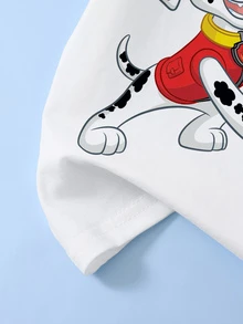 SHEIN | PAW Patrol 小男孩卡通印花休閒日常短袖T恤 - 白色 - 查看 5