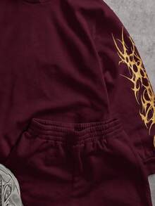 Attitoon Casual Pattern All-Over Print Burgundy Women's Sweatshirt Suitable For Autumn/Winter - Multicolor - View 5