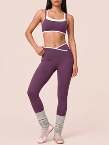 SHEIN BAE Women's 2 Pieces Cropped Camisole And Leggings Sports Set - Baby Pink - View 6