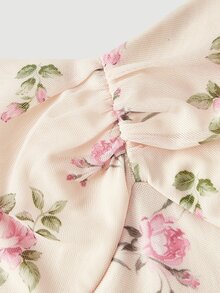 SHEIN MOD 大尺碼女款花卉印花甜心領喇叭袖優雅洋裝 - 彩色 - 查看 4