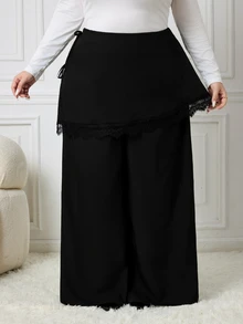 SHEIN CURVE+ Women's Plus Size 22W Black Leather Skirt, Autumn/Winter - Black - View 5