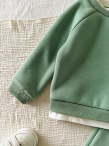 中性嬰兒男/女童 幼兒 2件組 秋冬休閒可愛仿奶油色運動衫套裝 嬰兒運動服 冬季衣物 - 彩色 - 查看 6