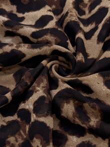 SHEIN Women's Fashion Leopard Print Ruffle Edge Tie Loose Ruffle Long Sleeve Early Autumn Vintage Blouse, Suitable For Daily Commute, Party, Date Wear - Brown - View 4