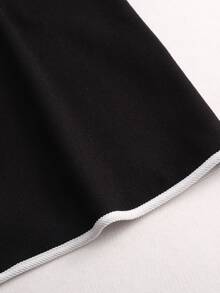 LUMIGAL Women's Autumn/Winter Lapel Neck Long Sleeve Trimmed Casual Overcoat - Black and White - View 7