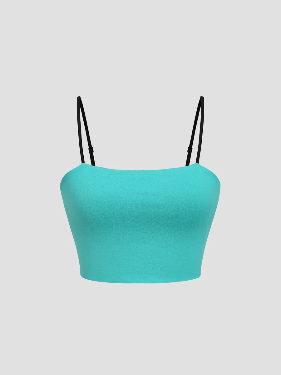 Sweetra Casual Versatile Daily Wear Adjustable Contrast Color Strap Slim Fit Minimalist Sexy Sexy Style Cropped Tank Top For Women - Green - View 1