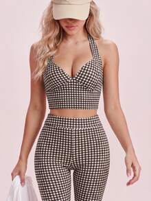 Sovereign Charm Women's Sexy Plaid Street Style Sports Tank Top For Yoga - Brown - View 6