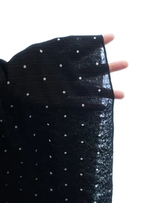 Maija Plus Size Women Polka Dot Print High Neck Long Sleeve Slim Fit Top - Black - View 8