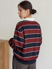 Dazy-Less Women's Autumn/Winter Red Hooded Drawstring Long Sleeve Loose Solid Color Front Pocket Casual Pullover Sweatshirt - Red - View 2