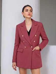Aveloria Modichic 商務風翻領長袖格紋雙排扣西裝外套 - 彩色 - 查看 7