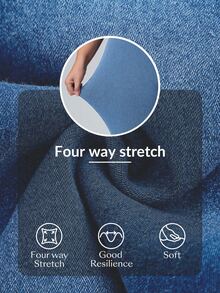 Flexra Fall Casual High Waist Skinny Tummy Control Stretchy Blue Denim Gym Daily Wear Plus Size Jeans For Women - Blue - View 7
