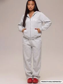 MUSERA 綠色圖案Logo休閒慢跑長褲 冬季休閒舒適穿搭 女款酷綠色長褲 - 淺灰色 - 查看 1