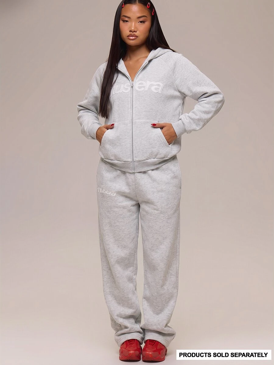 MUSERA 綠色圖案Logo休閒慢跑長褲 冬季休閒舒適穿搭 女款酷綠色長褲 - 淺灰色 - 查看 1