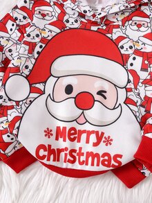 SHEIN Boys' Red Santa Claus Christmas Sweatshirt, Suitable For Streetwear, Street Style, Parent-Child Matching - Red - View 4