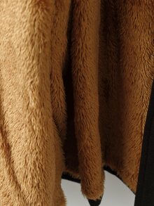 SHEIN Clasi جاكيت نسائي مقاس كبير بأكمام طويلة وياقة كيب وتصميم مطوي، خريف/شتاء - الأسود - مشاهدة 7