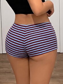 SHEIN ICON 女款超低腰條紋 Y2K 性感極短褲 - 彩色 - 查看 2