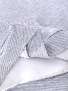 SHEIN 1件青少年男孩秋冬保暖內裡加厚連帽衛衣，極簡高街小印花圖案套頭針織衛衣，舒適面料，獨特版型，秋冬新款，適合多種場合 - 灰色 - 查看 5