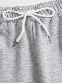 Sweetra Women's Asymmetrical Shoulder Long Sleeve Sweatshirt And Sweatpants Casual 2 Pieces Set - Light Grey - View 8
