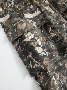 SHEIN 青少年男孩街頭風新款分支迷彩圖案工裝口袋喇叭褲，適合秋冬、學校、家庭聚會、返校、生日派對、攝影、度假、假日、運動風、舒適 - 彩色 - 查看 3