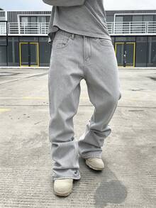 RivetRise Men's Casual Daily Straight Leg Flare Denim Jeans With Pockets - Light Grey - View 3