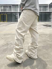 RivetRise Men's Casual Versatile Straight Leg Flare Denim Jeans With Pockets - Apricot - View 3