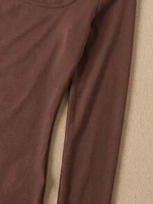 Rusticease Middle-Aged Women's Contrast Lace Long Sleeve T-Shirt With Padded Chest - Brown - View 3
