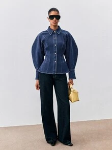 ATUI Studio Women's Single-Breasted Casual Daily Denim Jacket - Blue - View 6