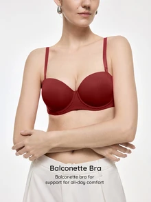 SHEIN 女款純色平口舒適內衣 - 酒紅色 - 查看 3