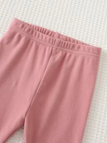 Cozy Pixies 女嬰運動衫套裝，圓領加厚蝴蝶結印花荷葉袖套頭抓絨運動衫，附貼花熊與蝴蝶結，粉色修身打底褲，合身套裝 - 彩色 - 查看 8
