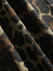 ROMWE MEN Street Life Fashionable Leopard Print Classic Color Casual Versatile Comfortable Men's Denim Jeans - Brown - View 7