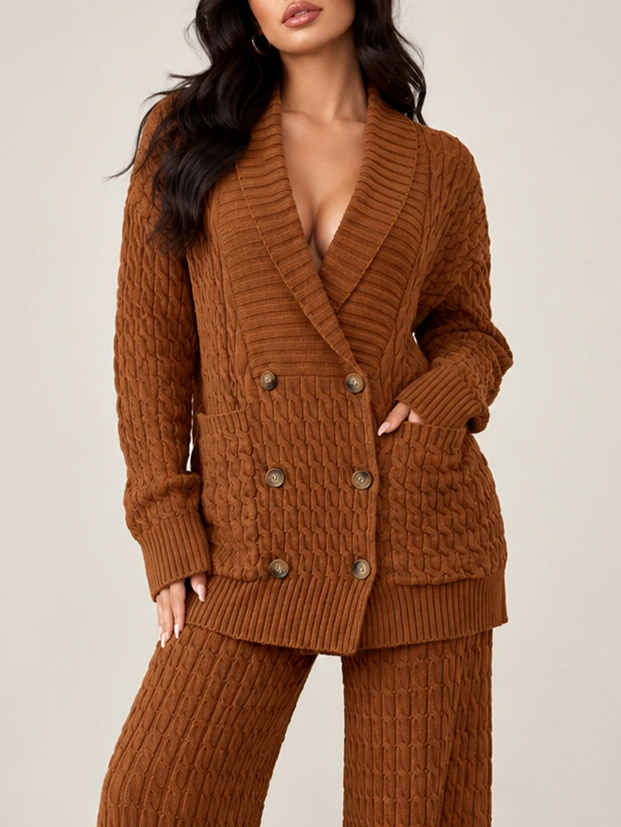 Omancia Women's Solid Color Casual Versatile Daily Outing Cardigan - Brown - View 1