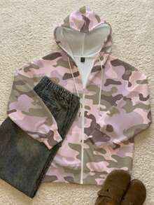 Attitoon Women's Camouflage Print Long Sleeve Sports Sweatshirt - Multicolor - View 1