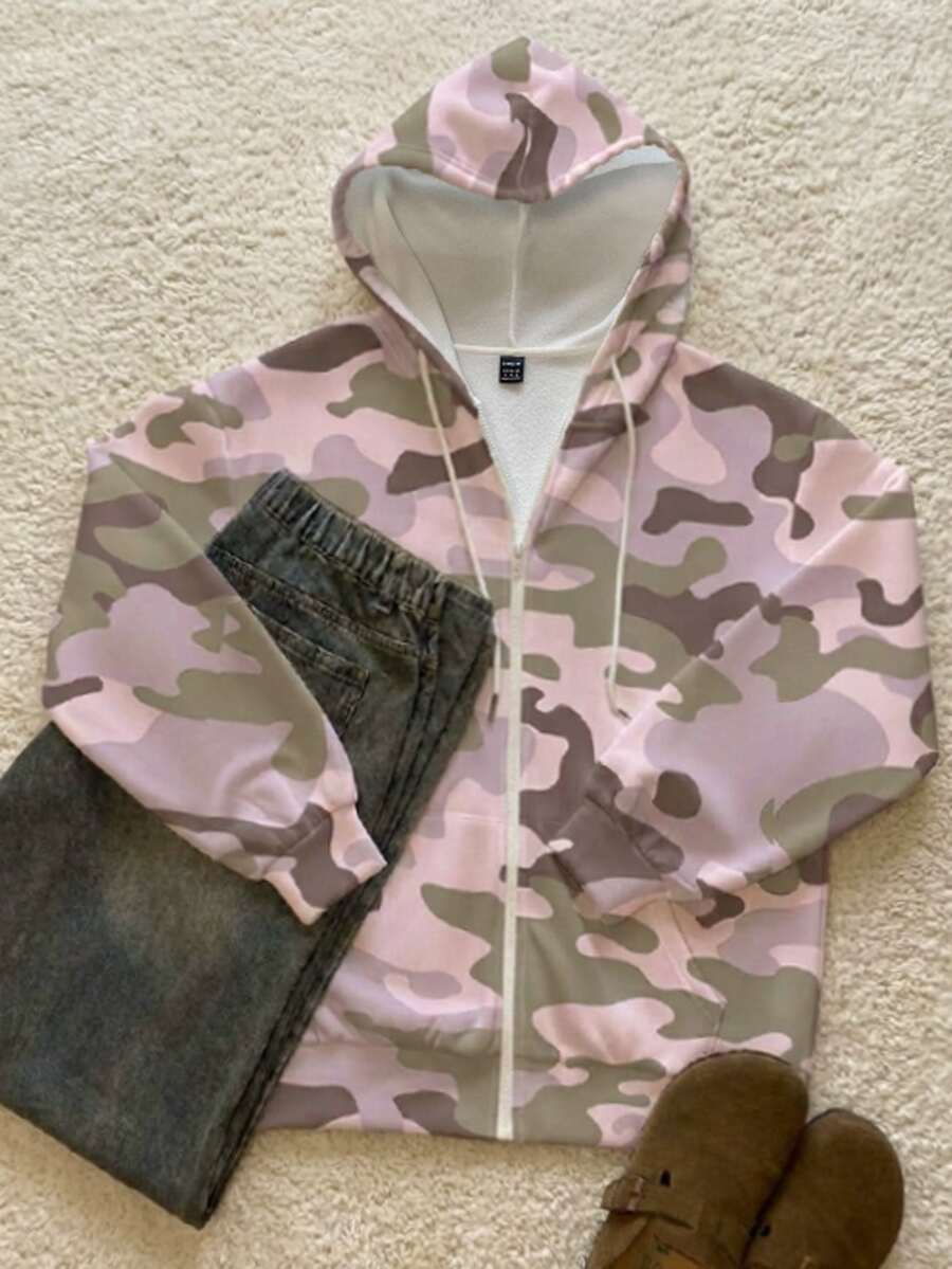 Attitoon Women's Camouflage Print Long Sleeve Sports Sweatshirt - Multicolor - View 1