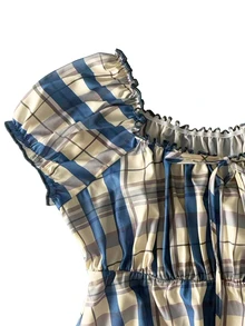 IslaSuriya Plus Size Women's Plaid Front Tie Ruched Casual Top - Multicolor - View 3